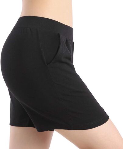 QingWan Womens Shorts with Pockets Elastic Waist Spandex Gym Athletic Short Pants Yoga in Saudi Arabia
