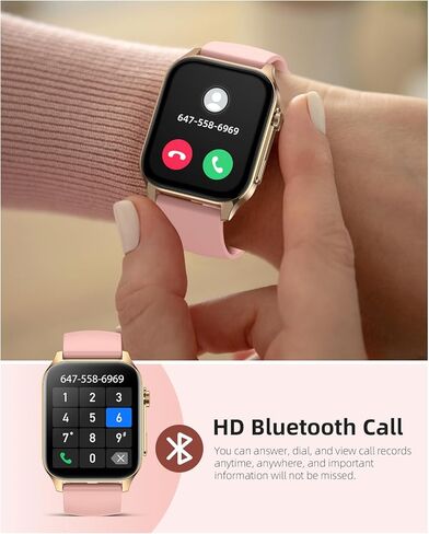 ساعة ذكية، مراقب أكسجين الدم الحقيقي بالأشعة تحت الحمراء، ساعة ذكية عالية الدقة 1.91 بوصة للنساء مع معدل ضربات القلب وضغط الدم ومراقبة النوم، ومتتبع اللياقة البدنية المقاوم للماء IP68 متوافق مع Android iOS iPhone وردي in Kuwait