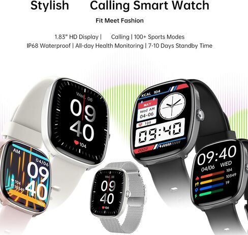 1.83" Smart Watch for Women Men(Make/Answer Call), 2024 New 5ATM Waterproof Mens Smartwatches, Fitness Tracker Smartwatch for Android iPhones, Digital Watches Step Counter, 3 Straps (Silver) in Saudi Arabia