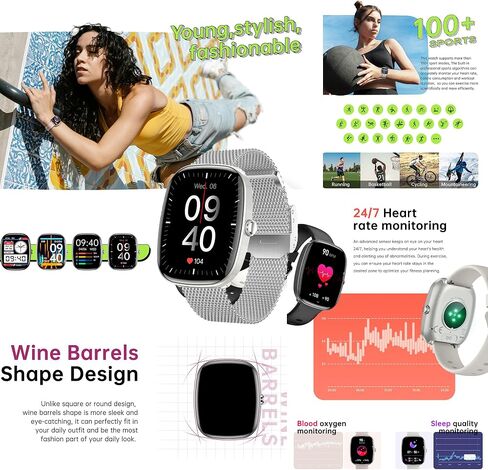 1.83" Smart Watch for Women Men(Make/Answer Call), 2024 New 5ATM Waterproof Mens Smartwatches, Fitness Tracker Smartwatch for Android iPhones, Digital Watches Step Counter, 3 Straps (Silver) in Saudi Arabia
