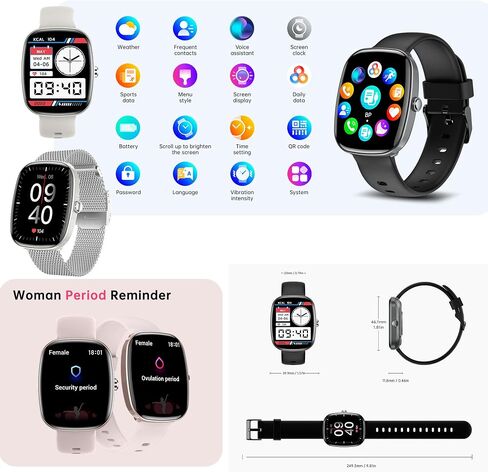1.83" Smart Watch for Women Men(Make/Answer Call), 2024 New 5ATM Waterproof Mens Smartwatches, Fitness Tracker Smartwatch for Android iPhones, Digital Watches Step Counter, 3 Straps (Silver) in Saudi Arabia