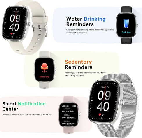 1.83" Smart Watch for Women Men(Make/Answer Call), 2024 New 5ATM Waterproof Mens Smartwatches, Fitness Tracker Smartwatch for Android iPhones, Digital Watches Step Counter, 3 Straps (Silver) in Saudi Arabia