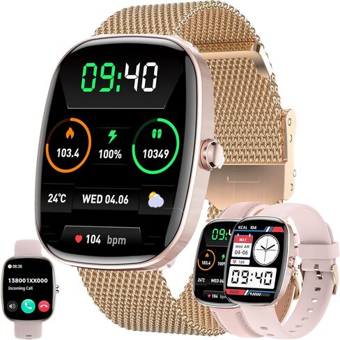 1.83" Smart Watch for Women Men(Make/Answer Call), 2024 New 5ATM Waterproof Mens Smartwatches, Fitness Tracker Smartwatch for Android iPhones, Digital Watches Step Counter, 3 Straps (Silver) in Saudi Arabia