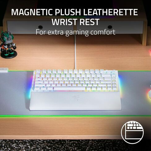 Razer BlackWidow V4 75% Mechanical Gaming Keyboard: Hot-swappable Design - Compact & Durable - Orange Tactile Switches - Chroma RGB - MF Roller & Media Keys - Comfortable Wrist Rest - White (Renewed) in Saudi Arabia