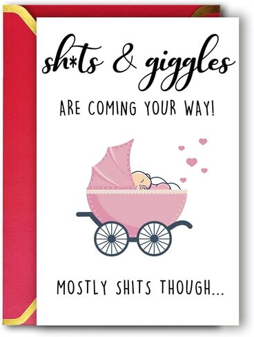 ziwenhu بطاقة طفل جديد لطيف لأبي أمي، هدايا بطاقة استحمام الطفل الجميلة لطفلة جديدة صبي، بطاقة تهنئة مضحكة لطفل مولود للأصدقاء in Kuwait