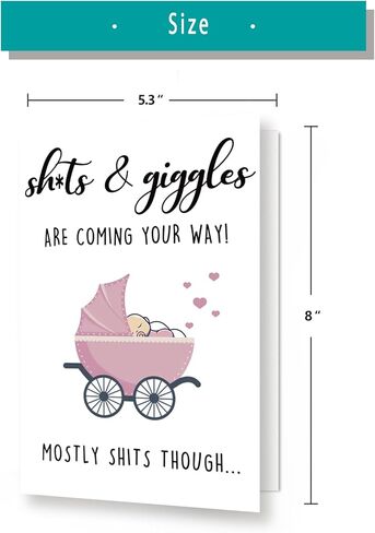 ziwenhu بطاقة طفل جديد لطيف لأبي أمي، هدايا بطاقة استحمام الطفل الجميلة لطفلة جديدة صبي، بطاقة تهنئة مضحكة لطفل مولود للأصدقاء in Kuwait