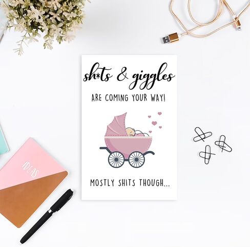 ziwenhu بطاقة طفل جديد لطيف لأبي أمي، هدايا بطاقة استحمام الطفل الجميلة لطفلة جديدة صبي، بطاقة تهنئة مضحكة لطفل مولود للأصدقاء in Kuwait