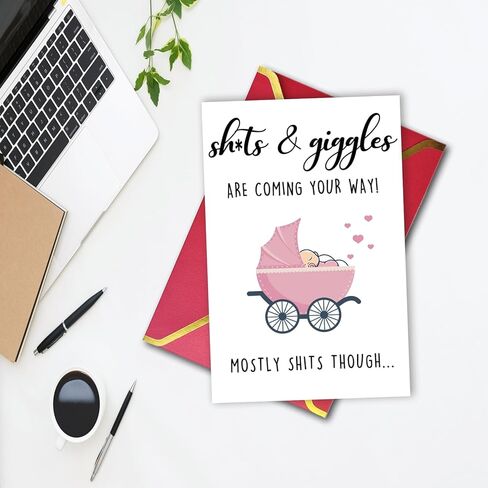 ziwenhu بطاقة طفل جديد لطيف لأبي أمي، هدايا بطاقة استحمام الطفل الجميلة لطفلة جديدة صبي، بطاقة تهنئة مضحكة لطفل مولود للأصدقاء in Kuwait