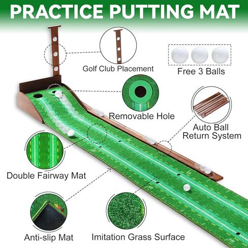 Cupohus Golf Putting Green مع كرة إرجاع للداخل والمكتب، بساط وضع الجولف بدقة التدريب وسرعة مصممة للمبتدئين إلى المستوى العالي للغاية (مع 3 كرات جولف) in Kuwait