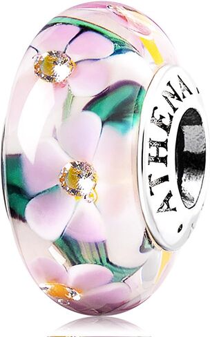 Women 925 Sterling Silver Murano Glass Flower Bead Butterfly Bee Ladybug Dangle Charms for Bracelets in Saudi Arabia