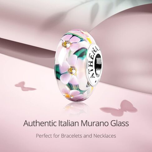 Women 925 Sterling Silver Murano Glass Flower Bead Butterfly Bee Ladybug Dangle Charms for Bracelets in Saudi Arabia