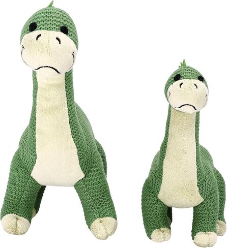 CHILDLIKE BEHAVIOR Crochet Stuffed Animals, Set of 2 - Baby Dinosaur Toys - Soft Washable Crochet Plushies - Stuffed Crochet Plushies - 11.5" (Small) and 15" (Big) Knitted Dinosaurs in Light Blue in Kuwait