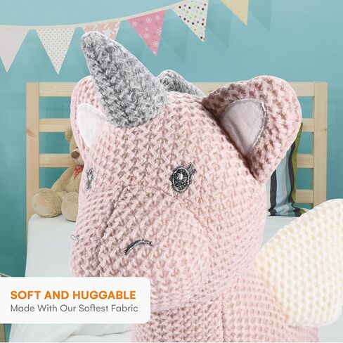 CHILDLIKE BEHAVIOR Crochet Stuffed Animals, Set of 2 - Baby Dinosaur Toys - Soft Washable Crochet Plushies - Stuffed Crochet Plushies - 11.5" (Small) and 15" (Big) Knitted Dinosaurs in Light Blue in Kuwait