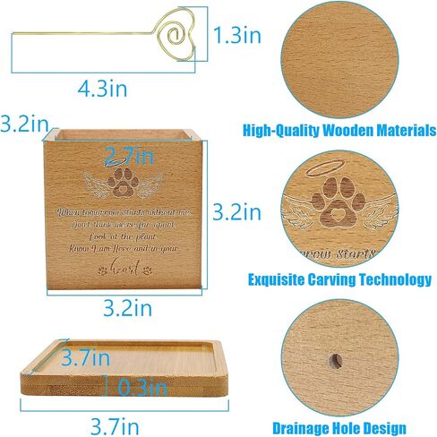 Wooden Plant Pot, 3.14 inches, Square, for Pet Memorial, Breathable, Outdoor Indoor Usage in Saudi Arabia