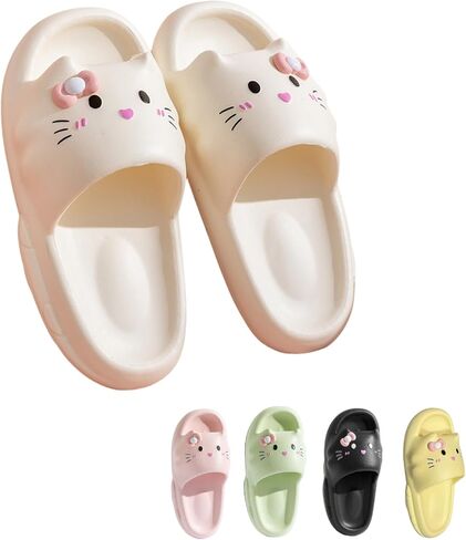 النعال القط النساء لطيف كيتي وسادة الشرائح وحيد سميك Kawaii عدم الانزلاق التجفيف السريع Preppy دش الحمام الصنادل في الهواء الطلق in Kuwait