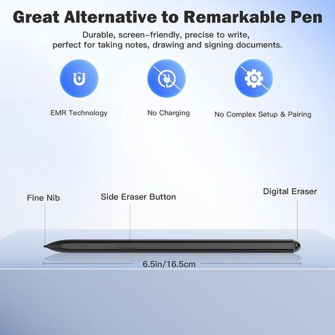 TiMOVO Magnetic Remarkable 2 Pen with Eraser, EMR Stylus Digital Pen Remarkable Marker Plus, 4096 Pressure Sensitivity, Palm Rejection, Tilt with 3 Pen Tips for Samsung S Pen/Kindle Scribe/Wacom/Boox in Saudi Arabia