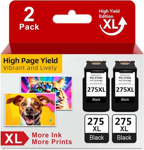 خراطيش حبر سوداء PG-275 XL 275XL لخرطوشة حبر سوداء Canon 275XL بديلة خرطوشة حبر سوداء PG-275 مناسبة لطابعة Pixma TS3500 TS3520 TS3522 TR4720 TR4722 (2 أسود، عبوتان) in Kuwait