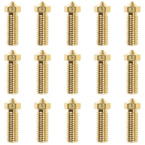 15pcs V6 Volcano Brass Nozzle 0.6mm Extruder Nozzles 3D Printer Brass Volcano Nozzles M6 Thread for V5 V6 0.6mm for 1.75mm Filament 3D Printer