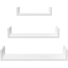 أرفف عائمة كبيرة جدًا من سريواتانا، مجموعة أرفف حائط حديثة مكونة من 3 أرفف مثبتة على الحائط للحمام وغرفة النوم وغرفة المعيشة والمطبخ والغسيل وديكور الحائط وحامل العرض (أبيض مغسول) in Kuwait