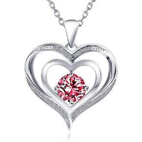Heart Necklaces for Women Sterling Silver Necklace Valentine'S Day, Mother'S Day, Christmas Gifts for Girlfriends, Moms, Wives Birthstone Necklace for Women Blue.