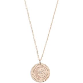 Women's 14k Gold Small Celestial Protection Medallion Necklace