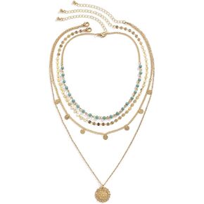 Boho Necklace for Women Girls Layered Turquoise Necklace Long Y shape Western Necklaces For Country Concert Beach Jewelry Gift (B)