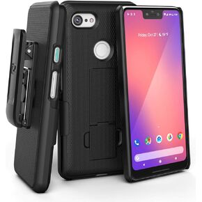 Encased DuraClip Pixel 3 XL Belt Clip Case, Slim Fit Holster Shell Combo (Rubberized Grip) Smooth Black