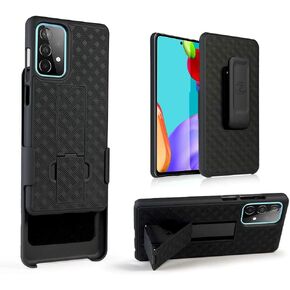 ZASE Samsung Galaxy A52 5G Holster Belt Clip Case Tough Super Slim Rugged Protective Cover Armor Defender Strong Clip Kickstand Compatible w/Galaxy A52-5G 6.5 inch 2021 (Black Holster Combo Case) in Kuwait