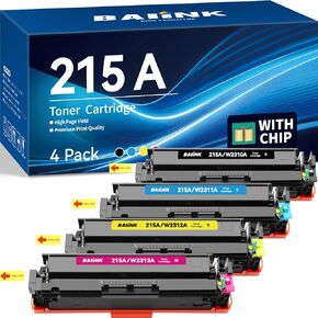 215A Toner Cartridges (with Chip) Compatible for HP 215A Toner Cartridges 4 Pack W2310A W2311A W2312A W2313A for Color Pro MFP M183fw M182nw M182 M183 M155 (Black Cyan Magenta Yellow)