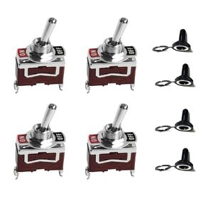 Waterproof Toggle Switch 16A 20A 250V Heavy Duty SPST 2Pin On Off Switch with Boot Cover for Car Marine 2 Way Rocker Switch, Pack of 4