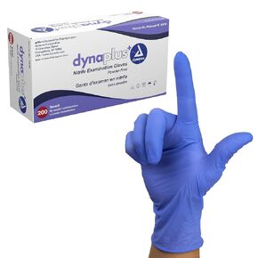Dynarex DynaPlus Disposable Nitrile Exam Gloves, Powder-Free, Latex-Free, Strength + Value, Used by Professionals, Blue, Small, 1 Box of 200 Gloves