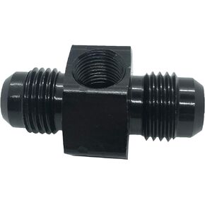 8AN Male Flare Coupling Hose Union with 1/8 NPT Port Pipe Tee Fuel Line Take off Pipe Fitting Adapters Aluminum Black