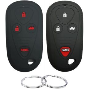 Silicone Rubber Key Fob Cover Compatible with 2001-2009 Acura CL EL RL TL TSX OUCG8D-387H-A OUCG8D-387H8A KOBUTAH2T (Black+Pink)