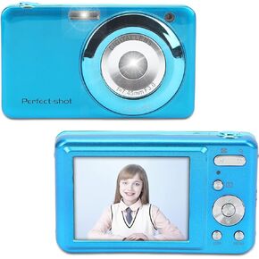 Digital Camera, 2.7in 48MP HD Kids Camera 8X Optical Zoom Compact Portable Mini Cameras, USB Rechargeable Video Camera Supports 32GB Card for Students, Teens, Kids Blue