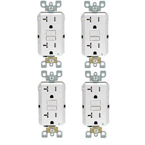 Leviton GFNT2-4W Self-Test SmartlockPro Slim GFCI Non-Tamper-Resistant Receptacle with LED Indicator, Wallplate Not Included, 20-Amp, White (4 Pack)