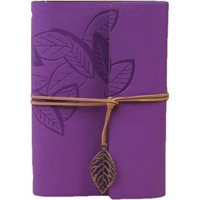 Leather Writing Journal Refillable Travelers Notebook Journal for Women Leather Journals to Write in,Art Sketchbook,Travel Diary,Best Gifts for Teens Girls and Boys(Leaves/Purple)