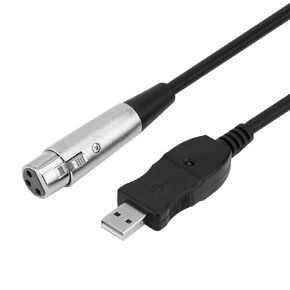 1 4 to USB USB Female to XLR Adapter 20×15×2 USB Male to XLR Female Microphone Mic Studio Link Cable Adapter Black