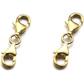 Zpsolution 925 Sterling Silver Double Lobster Clasp Extender Double Opening Necklace Clasp Double Claw Connector Bracelet Extension Clasps for Jewelry Making (Gold)