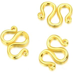 10pcs Adabele Authentic Gold Plated Sterling Silver M Hook Eye Clasp 12.5mm Open Connector Hypoallergenic Nickel Free for Jewelry Making SS138-3