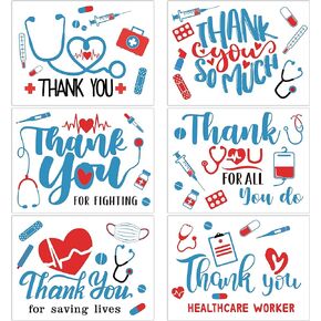 12pcs Thank You Nurses Stickers Large Nurse Appreciation Week Waterproof Self-Adhesive Stickers for Bobo Balloon Nursing School Graduation Labels Happy Nurses Day Decals Party Favor Supplies