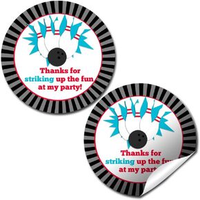 Bowling Birthday Party Sticker Labels, 40 2" Party Circle Stickers by AmandaCreation, Great for Party Favors, Envelope Seals & Goodie Bags