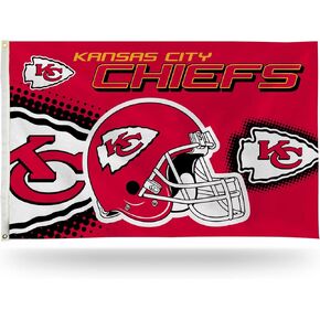Rico Industries NFL Kansas City Chiefs Helmet 3-Foot by 5-Foot Single Sided Banner Flag with Grommets