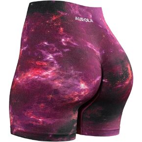 AUROLA Print Collection Fashion Shorts for Women,Inside White Scrunch Seamless Pattern Active Workout Shorts