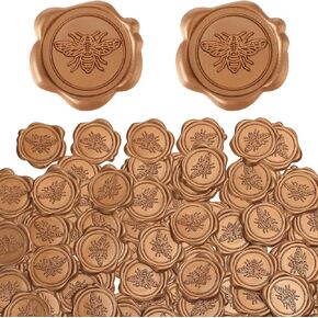Roowest 100 Pcs Bee Adhesive Wax Seal Stickers Envelope Seal Stickers Vivid Bee Gold Stickers Vintage Wedding Invitation Stickers for Baby Shower Certificate Gift Birthday Christmas Party Supply
