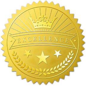 BENECREAT 100pcs Thank You Embossed Gold Foil Seals, 2" Flower Self Adhesive Embossed Stickers Decoration Labels for Envelopes Diplomas Certificates Awards Graduation