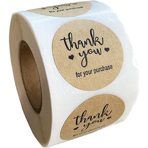 Thank You for Supporting My Small Business Stickers,Kraft Paper Thank You Self-Adhesive Envelope Sealing Stickers,1.5 Inches Packaging Label Stickers for Box/Bake/Bag,500 Pcs/Roll