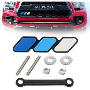 Tri-Color Front Grille Badge Emblem, Truck Emblem Decals Car Accessories Fit for Toyota Tacoma 4Runner Tundra Sequoia Rav4 Highlander and Vehicles with Mesh Grille or Slotted Grille, Gray