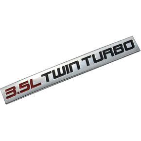Chrome Finish Metal Emblem 3.5L Twin Turbo Badge (Red & Black Letter) " (Black)