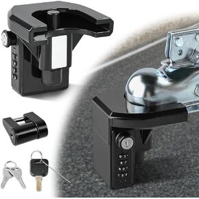 Trailer Coupler Lock Kit Heavy Duty Steel Trailer Hitch Lock with Combination Lock and Keys Fits 2 Inch and 1-7/8 Inch Ball Couplers Trailer Tongue Lock for Travel Trailers Boat RV Trucks in Saudi Arabia