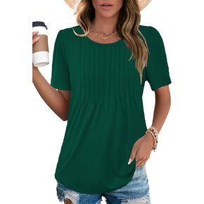 Heymiss Womens Tops Summer Short Sleeve T Shirts Dressy Casual Scooped Neck Loose Fit Blouses